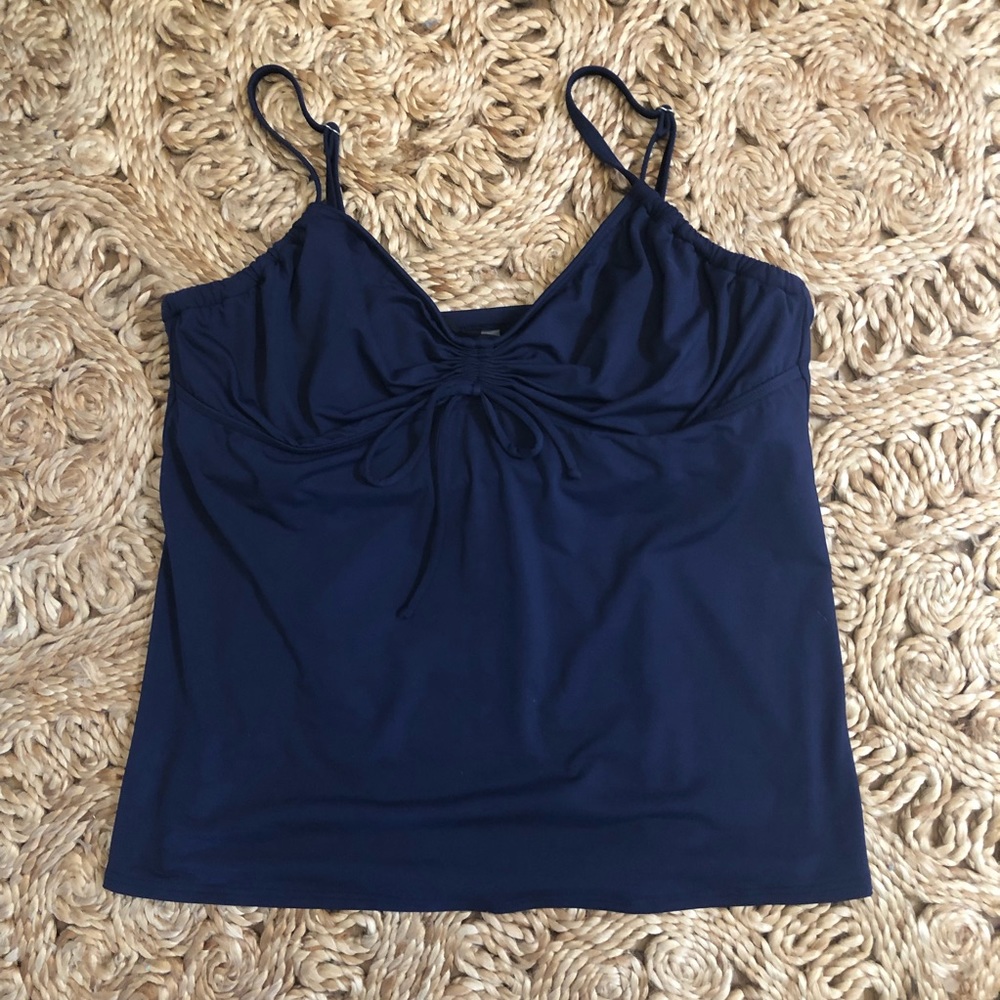 Land’s End Convertible Tankini Swim Top Navy Blue